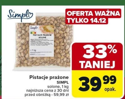 Pistacje prażone solone  promocja w Carrefour Market
