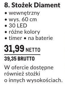 Stożek Diament dekoracja świąteczna wewnętrzny wys. 60 cm 30 LED różne kolory timer na baterie promocja w Makro