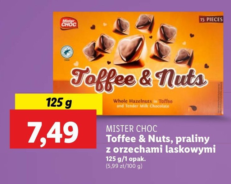 Praliny z orzechami i toffi Mister choc promocja