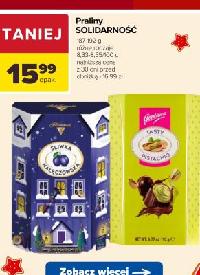Praliny Solidarność Śliwka Nałęczowska promocja w Carrefour
