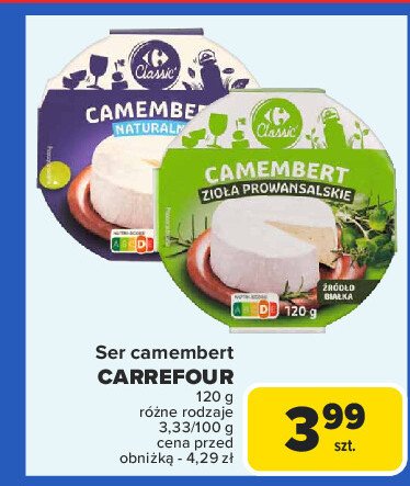 Ser camembert z ziołami prowansalskimi Carrefour promocja w Carrefour