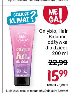 Odżywka do włosów dla dzieci Only bio hair balance Onlybio promocja