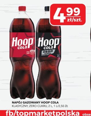 Napój gazowany Hoop Cola, klasyczny, zero cukru, 2 l promocja w Top Market