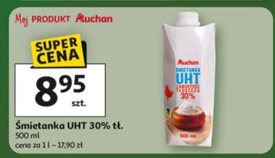 Śmietanka UHT 30% tł. 500ml promocja w Auchan