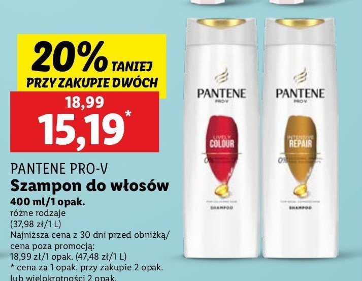 Szampon do włosów lively colour Pantene pro-v promocja