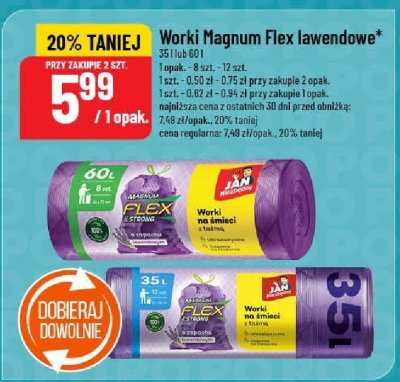 Worki Magnum Flex lawendowe 35 l lub 60 l promocja w POLOmarket