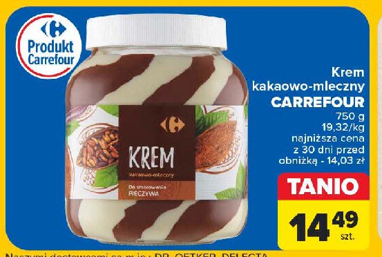 Krem kakaowo-mleczny Carrefour promocja