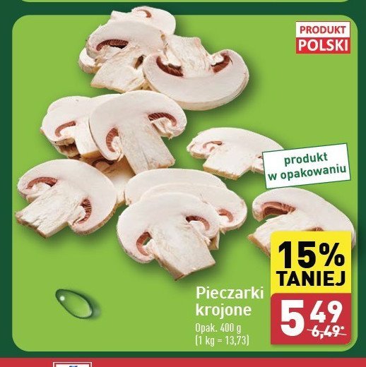 Pieczarki krojone polskie promocja w Aldi