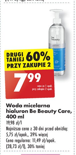 Woda micelarna hialuron Be beauty care promocja w Biedronka