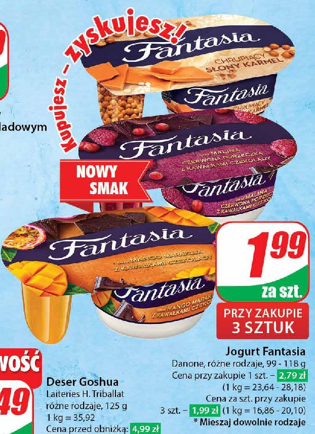 Jogurt malina z czarną porzeczką Danone fantasia promocja