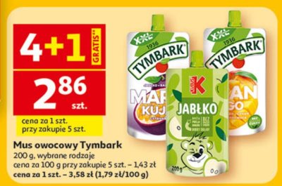 Mus owocowy Tymbark różne rodzaje promocja w Auchan