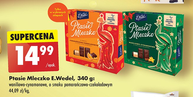 Czekoladki pomarańczowo-czekoladowe E. wedel ptasie mleczko promocja w Biedronka