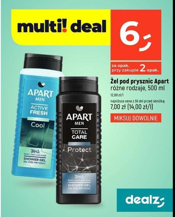 Żel pod prysznic total care 3w1 protect Apart natural men promocja