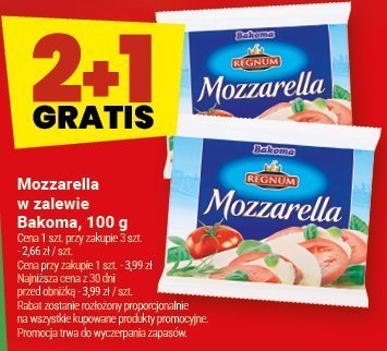Mozzarella w zalewie Bakoma, 100 g promocja w Twój Market