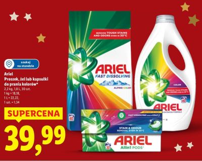 Proszek do prania Ariel Fast Dissolving Alpine Color promocja w Lidl
