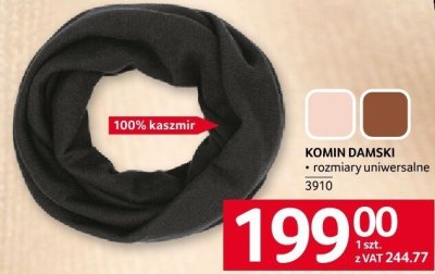 Komin damski kaszmir 100% Cashmere Collection promocja w Selgros