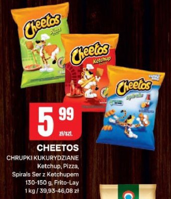 Chipsy Cheetos Chrupki Kukurydziane Ketchup, Pizza, Spirals Ser z Ketchupem Frito-Lay promocja w Chorten