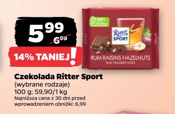 Czekolada rum raisins hazelnuts Ritter sport promocja