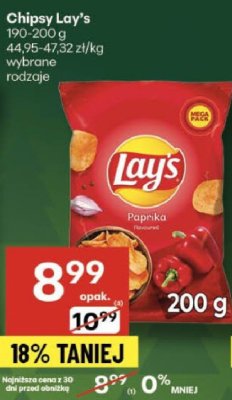 Chipsy Chipsy Lay's Papryka promocja w Delikatesy Centrum