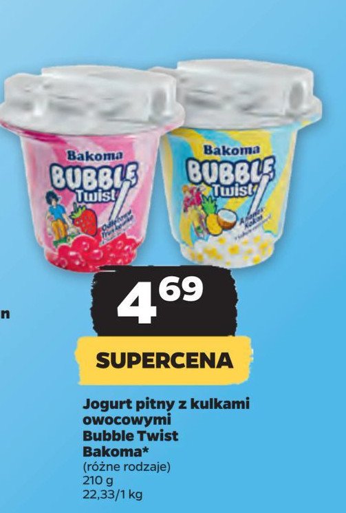 Jogurt truskawka Bakoma bubble twist promocja
