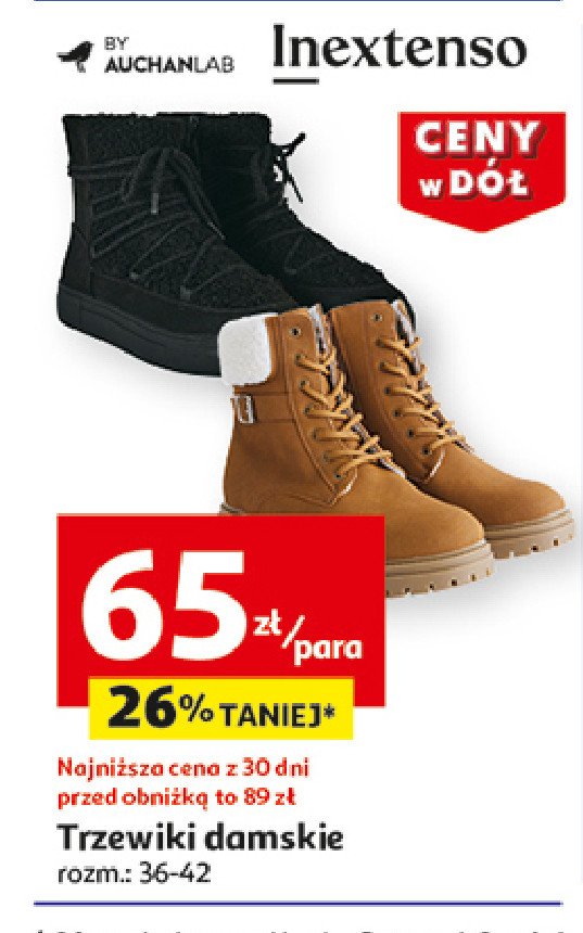 Trzewiki damskie rozm. 36-42 Auchan promocja