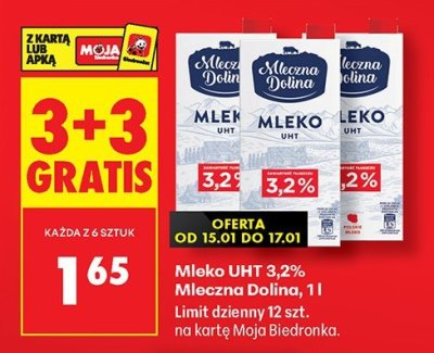 Mleko UHT 3,2% 1l promocja w Biedronka