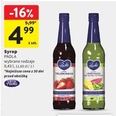 Syrop Paola wybrane rodzaje promocja w Intermarche
