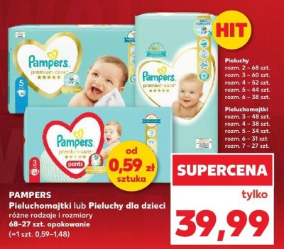 Pieluchy dla dzieci różne rodzaje i rozmiary Pampers promocja w Kaufland