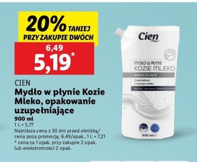 Myd艂o w p艂ynie kozie mleko Cien promocja