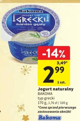 Jogurt naturalny BAKOMA typ grecki promocja w Intermarche