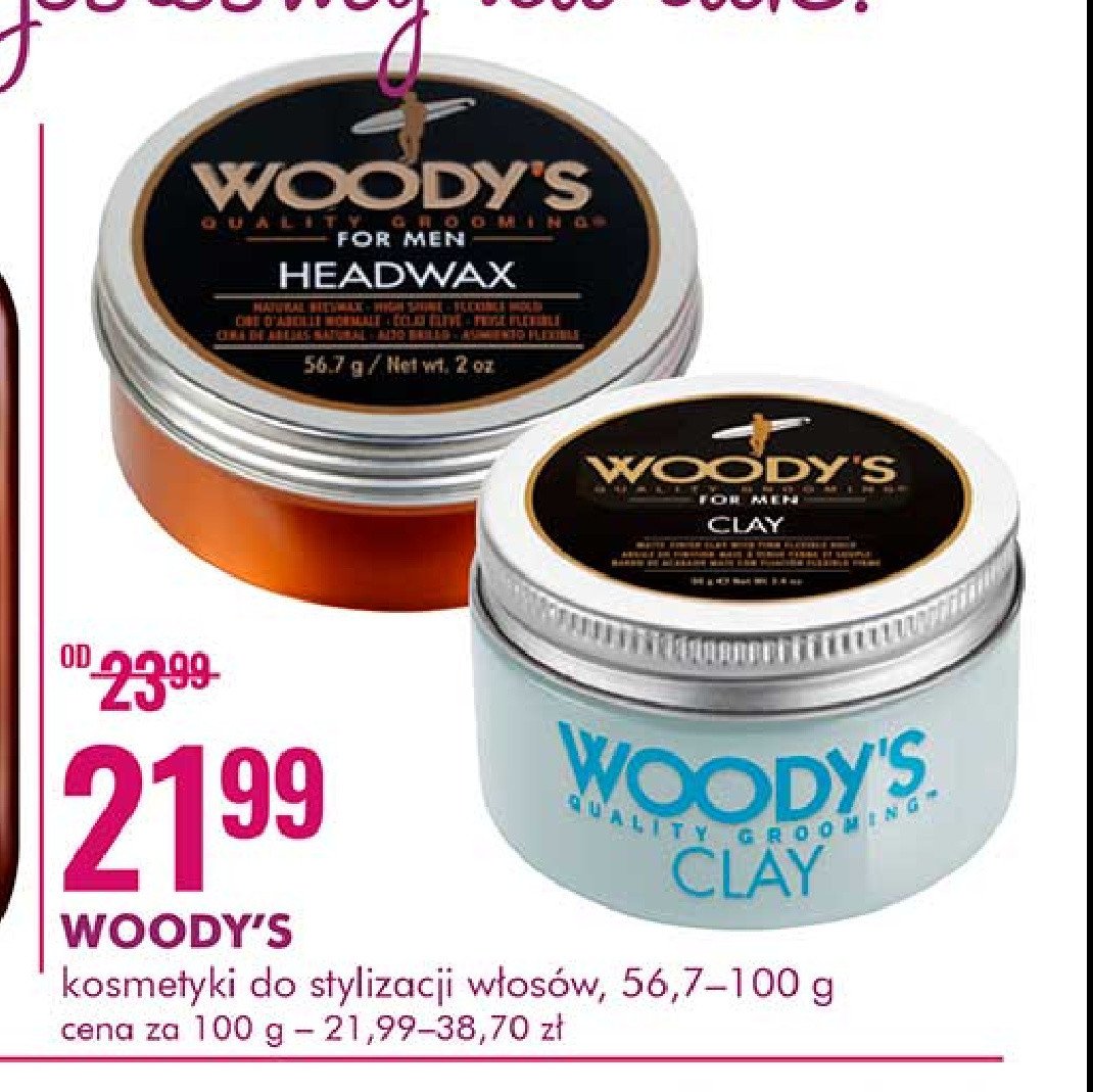 Wosk do stylizacji w艂os贸w Woody's promocja