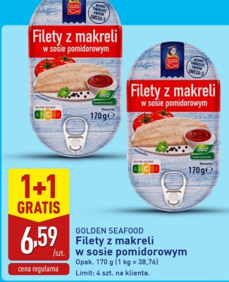 Filety z makreli w sosie pomidorowym GOLDEN SEAFOOD 170g promocja w Aldi
