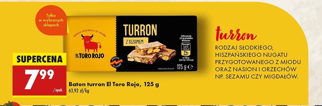 Baton turron z sezamem El toro rojo promocja w Biedronka