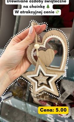 Drewniane ozdoby świąteczne na choinkę promocja w Kaufland