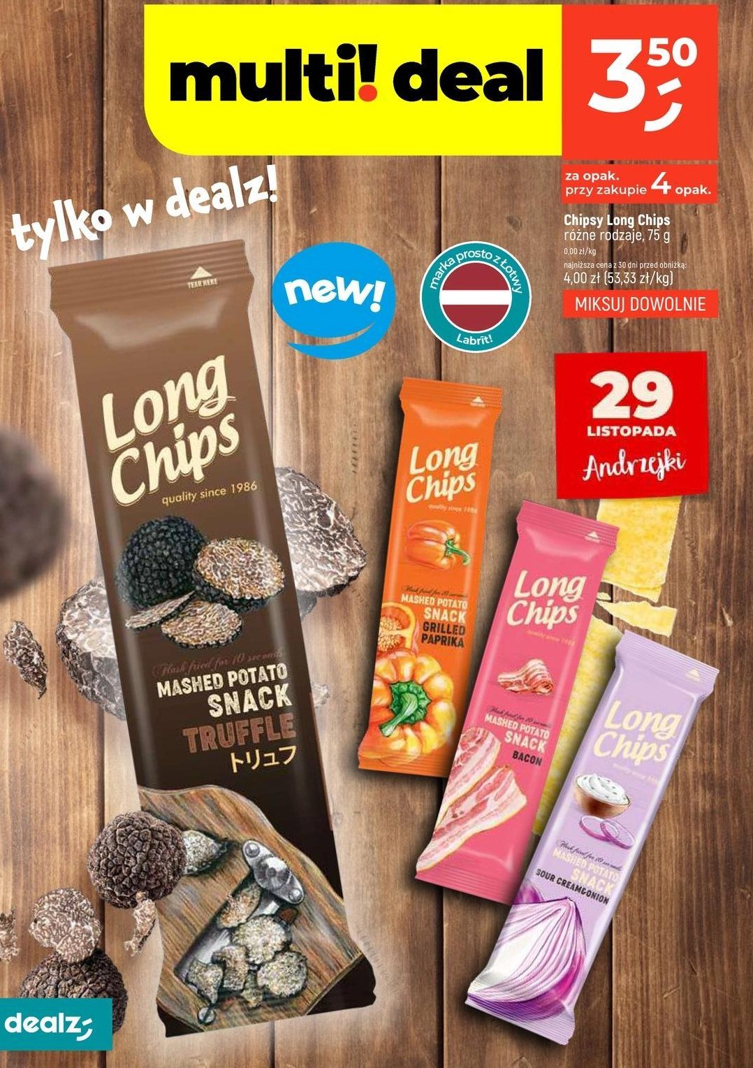 Chipsy trufle Long chips promocja w Dealz