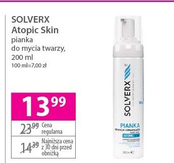 Pianka do mycia i demakijażu twarzy atopic skin Solverx promocja