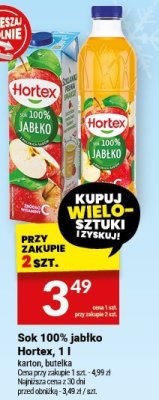 Sok 100% jabłko Hortex, 1 l promocja w Twój Market