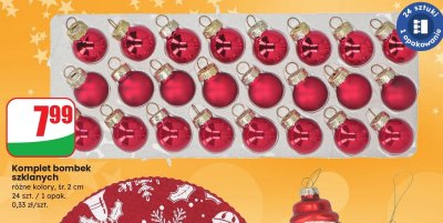Komplet bombek szklanych różne kolory, śr. 2 cm promocja w Dino