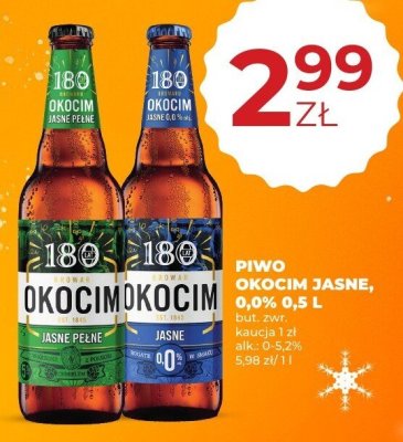 Piwo Okocim Jasne 0,0% 0,5 L promocja w Duży Ben