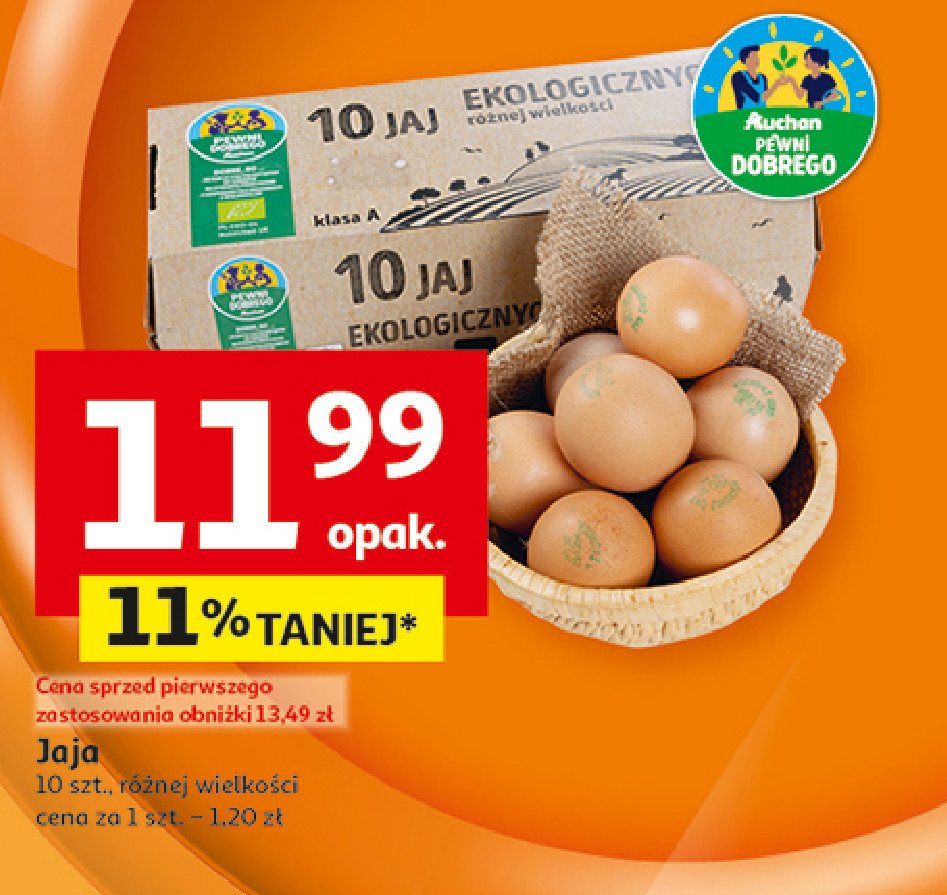 Jaja ekologiczne kl. a Auchan pewni dobrego promocja