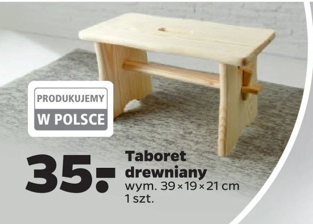 Taboret drewniany 39 x 20 x 20 cm promocja