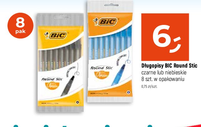 D艂ugopis round stick czarny Bic round stick promocja