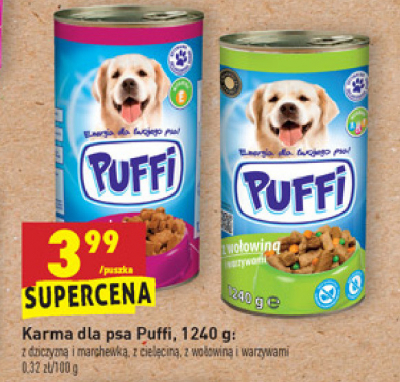 Karma dla psa z cielęciną i marchewką Puffi promocja