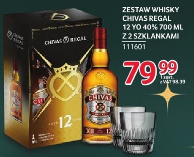 Zestaw Whisky Chivas Regal 12 YO 40% 700 ml z 2 szklankami promocja w Selgros