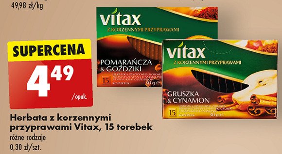 Herbatka pomarańcza & goździki Vitax z korzennymi przyprawami promocja