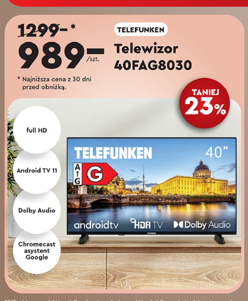 Telewizor 40" 40fag8030 TELEFUNKEN promocja