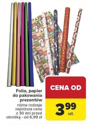 Folia, papier do pakowania prezentów, różne rodzaje Carrefour promocja w Carrefour