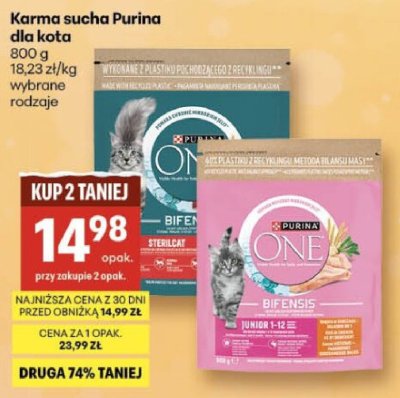 Karma sucha Purina One Bifensis dla kota promocja w Delikatesy Centrum