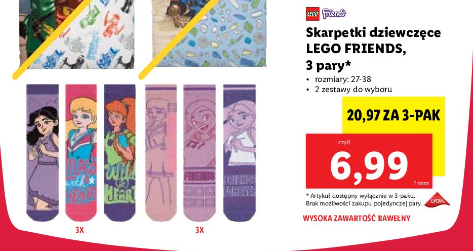 Skarpetki dziewczęce 27-38 Lego friends promocja