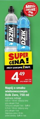 Napój o smaku wieloowocowym Dzik Zero, 750 ml promocja w Twój Market